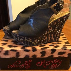 Leopard studded wedge